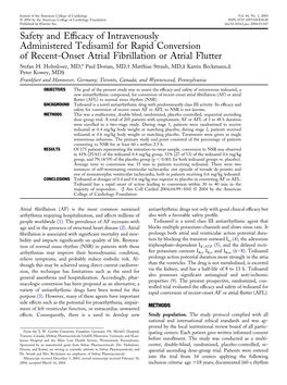 Safety and Efficacy of Intravenously Administered Tedisamil for Rapid