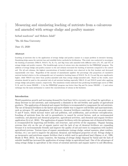 Measuring and Simulating Leaching of Nutrients from a Calcareous Soil