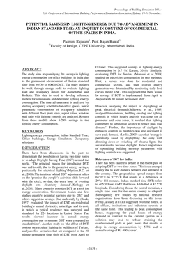 Potential Saving in Lighting Energy Due to Advancement In