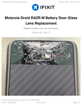 Motorola Droid RAZR M Battery Door Glass Lens Replacement