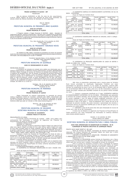 Seção 3 ISSN 1677-7069 Nº 178, Sexta-Feira, 13 De Setembro De 2019