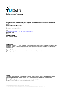 Planetary Radio Interferometry and Doppler