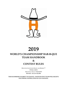 World's Championship Bar-B-Que Team Handbook