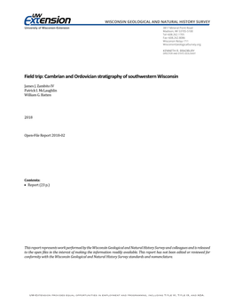 Cambrian and Ordovician Stratigraphy of Southwestern Wisconsin