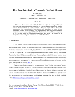 Heat Burst Detection by a Temporally Fine-Scale Mesonet