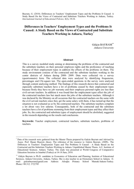 Differences in Teachers' Employment Types and the Problems It Caused