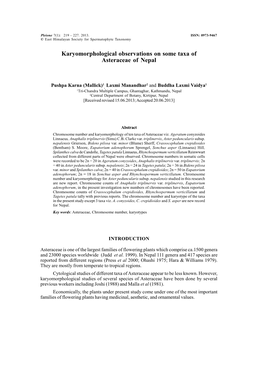 Karyomorphological Observations on Some Taxa of Asteraceae of Nepal