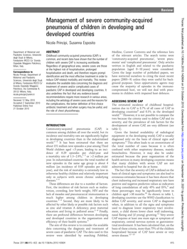 Management of Severe Community-Acquired Pneumonia Of