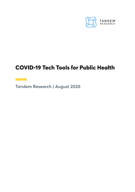 COVID-19 Tech Tools for Public Health