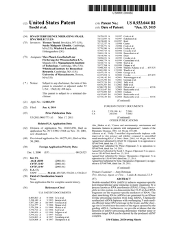 (12) United States Patent (10) Patent No.: US 8,933,044 B2 Tuschl Et Al