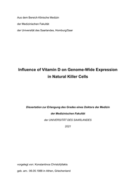 Influence of Vitamin D on Genome-Wide Expression in Natural Killer Cells