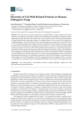 Diversity of Cell Wall Related Proteins in Human Pathogenic Fungi