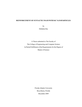 REINFORCEMENT of SYNTACTIC FOAM with Sic NANOPARTICLES