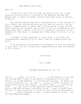 New Bedford Aug 14/55 Dear Sir I Received a Note from You Some Two Weeks Since, and I Have Deferred Writing Ei