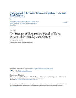 The Strength of Thoughts, the Stench of Blood: Amazonian Hematology and Gender