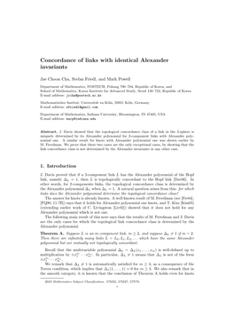 Concordance of Links with Identical Alexander Invariants
