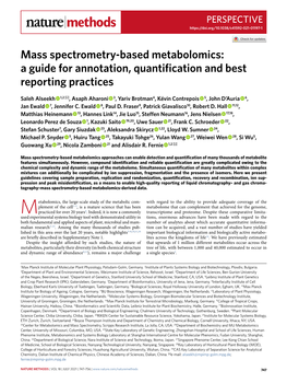 Mass Spectrometry-Based Metabolomics: a Guide for Annotation, Quantification and Best Reporting Practices