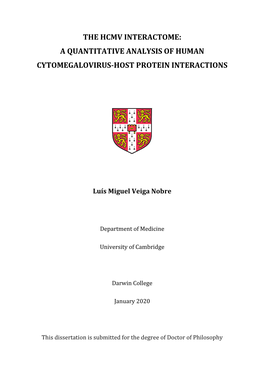 The Hcmv Interactome: a Quantitative Analysis of Human Cytomegalovirus-Host Protein Interactions