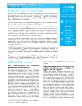 Situation Overview and Humanitarian Needs As of 10 June 2020, There Have Been Over 8,681 Confirmed COVID-19 Cases, with 208 Deaths (Fatality Rate: 2.4%)