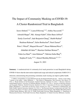 The Impact of Community Masking on COVID-19: a Cluster-Randomized Trial in Bangladesh