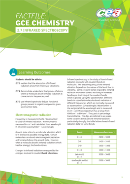 Factfile: Gce Chemistry 2.7 Infrared Spectroscopy