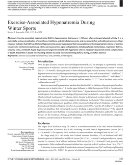 Exercise-Associated Hyponatremia During Winter Sports Kristin J