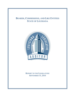 Boards, Commissions, and Like Entities State of Louisiana