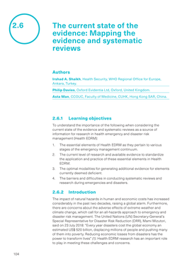Mapping the Evidence and Systematic Reviews
