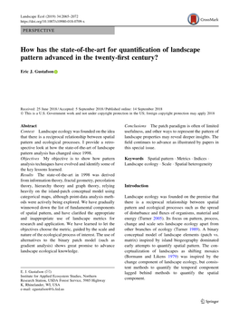 How Has the State-Of-The-Art for Quantification of Landscape Pattern