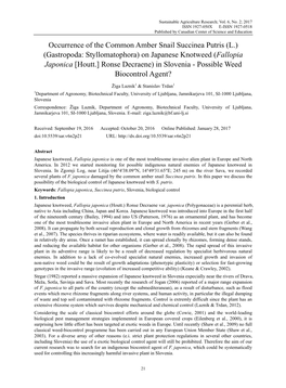 Occurrence of the Common Amber Snail Succinea Putris (L.)