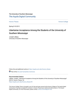 Libertarian Acceptance Among the Students of the University of Southern Mississippi