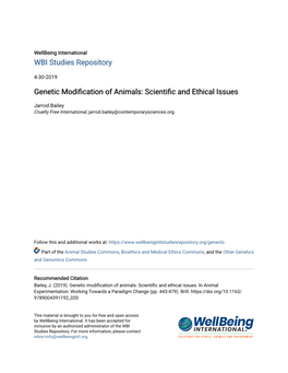 Genetic Modification of Animals: Scientific and Ethical Issues