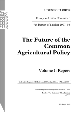 The Future of the Common Agricultural Policy