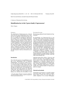 Identification Key to the Cypress Family (Cupressaceae)1