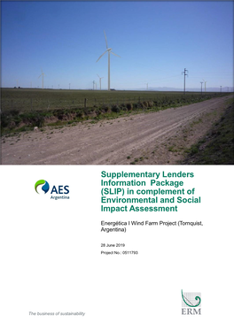 Supplementary Lenders Information Package (SLIP) in Complement of Environmental and Social