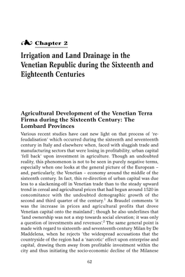 Chapter 2 Irrigation and Land Drainage in the Venetian Republic During the Sixteenth and Eighteenth Centuries