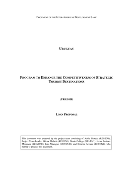 Uruguay Program to Enhance the Competitiveness of Strategic Tourist Destinations (Ur-L1018)