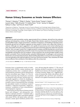 Human Urinary Exosomes As Innate Immune Effectors