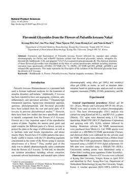 Flavonoid Glycosides from the Flowers of Pulsatilla Koreana Nakai