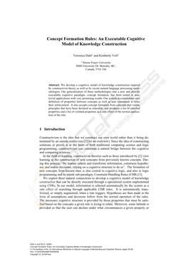 Concept Formation Rules: an Executable Cognitive Model of Knowledge Construction