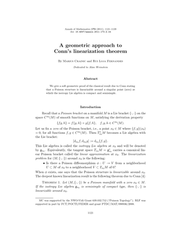 A Geometric Approach to Conn's Linearization Theorem