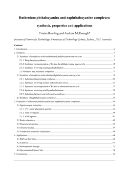 Ruthenium Phthalocyanines, Occurring Mainly Between