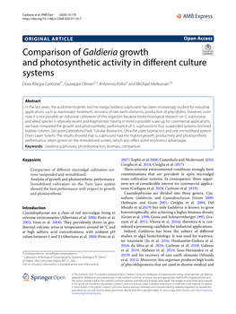 Comparison of Galdieria Growth and Photosynthetic