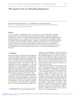 The Genetic Basis of Inbreeding Depression