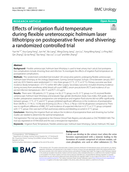 Effects of Irrigation Fluid Temperature During Flexible Ureteroscopic Holmium Laser Lithotripsy on Postoperative Fever and Shive