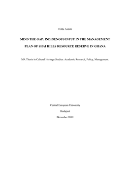 Indigenous Input in the Management Plan of Shai Hills Resource Reserve