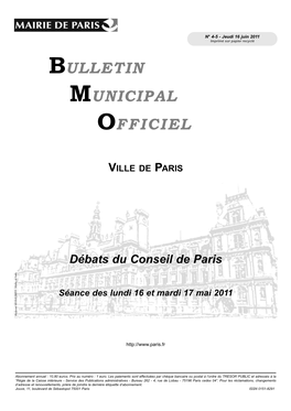 Conseil Municipal - Séance Des 16 Et 17 Mai 2011