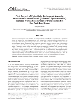 First Record of Potentially Pathogenic Amoeba Vermamoeba Vermiformis (Lobosea: Gymnamoebia) Isolated from a Freshwater of Dokdo Island in the East Sea, Korea