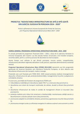 Proiectul “Dezvoltarea Infrastructurii De Apă Și Apă Uzată Din Județul Suceava În Perioada 2014 - 2020”