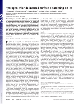 Hydrogen Chloride-Induced Surface Disordering on Ice